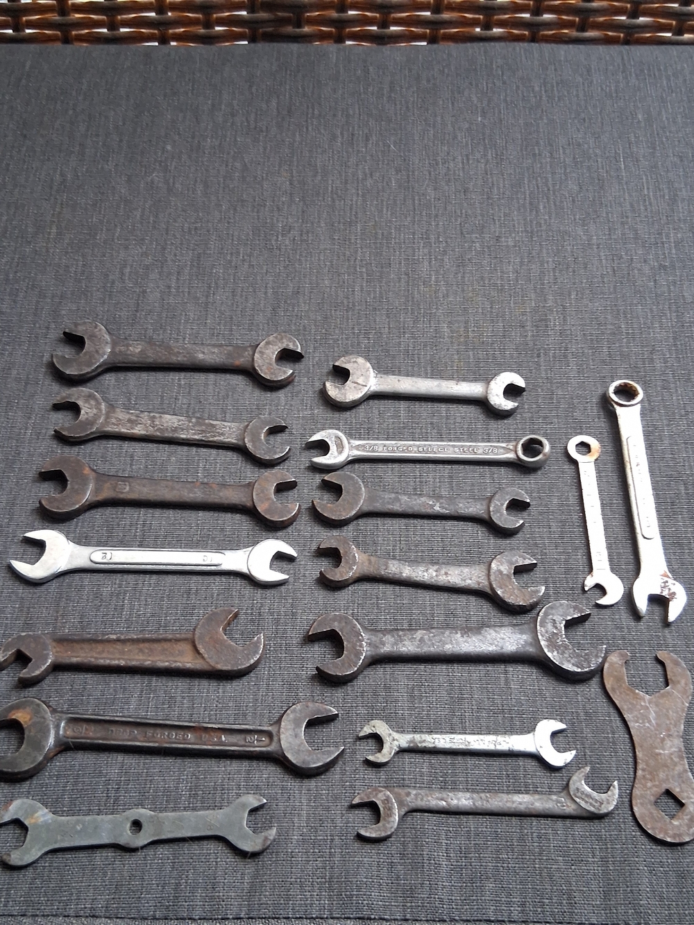 Vintage Mixed Lot of 17 Drop-Forgged Steel Open-End Wrenches  Use or Collect